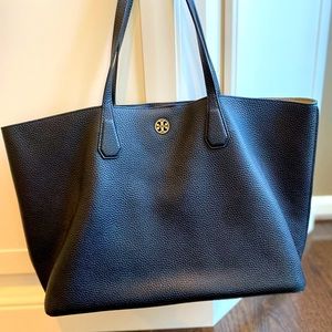 Tory Burch Black Pebble Leather Tote